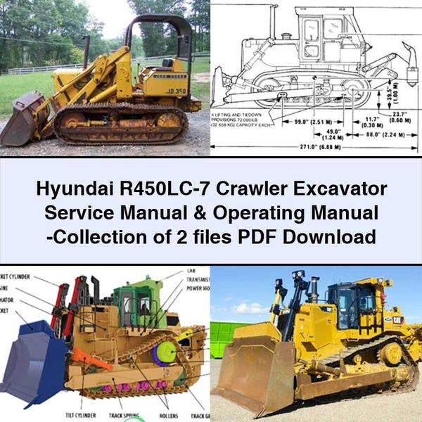 Manual de servicio, reparación y funcionamiento de la excavadora de cadenas Hyundai R450LC-7 - Colección de 2 archivos