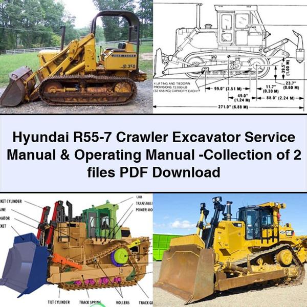 Hyundai R55-7 Raupenbagger Service-, Reparatur- und Betriebshandbuch - Sammlung von 2 Dateien