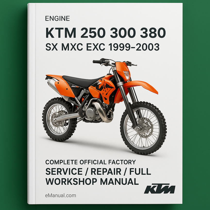 KTM Engine 250 300 380 SX MXC EXC 1999 2003 Complete OFFICIAL Factory Service / Repair / Full Workshop Manual