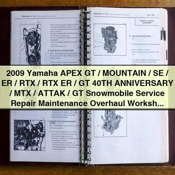 2009 Yamaha APEX GT/MountAIN/SE/ER/RTX/RTX ER/GT 40TH ANNIVERSARY/MTX/ATTAK/GT Snowmobile Service Repair Maintenance Overhaul Workshop Manual