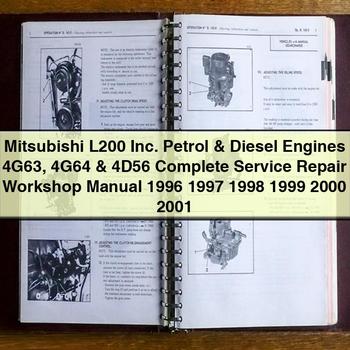 Mitsubishi L200 Inc. Petrol & Diesel Engines 4G63 4G64 & 4D56 Complete Service Repair Workshop Manual 1996 1997 1998 1999 2000 2001