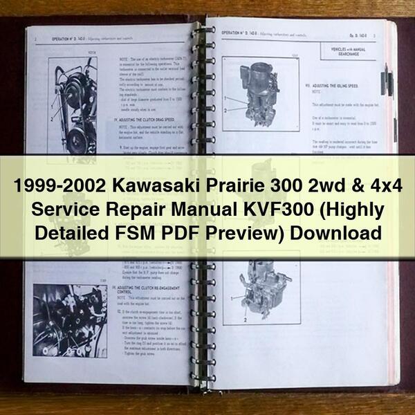 1999-2002 Kawasaki Prairie 300 2wd 4x4 Service Repair Manual KVF300 (Highly Detailed FSM Preview)