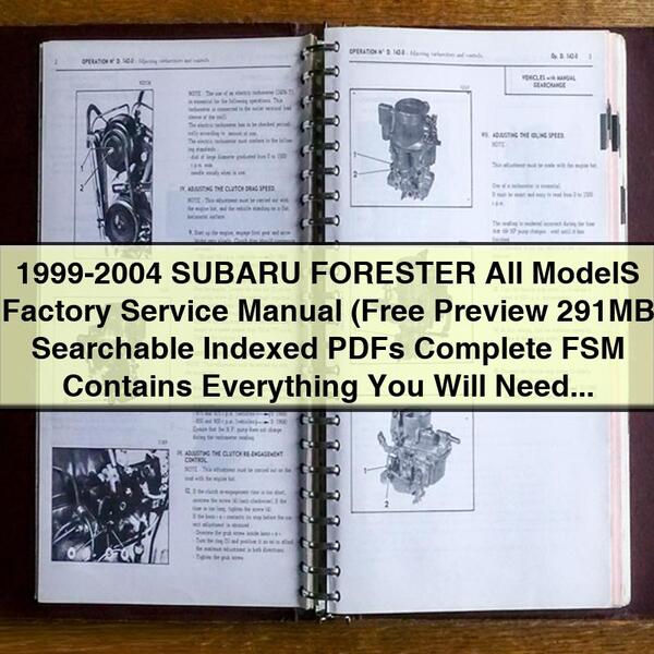 1999-2004 Subaru Forester alle Modelle Fabrik Servicehandbuch komplett FSM