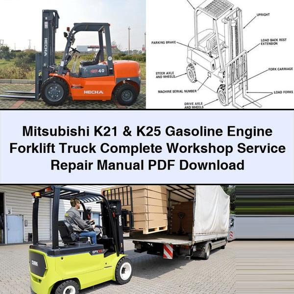 Mitsubishi K21 & K25 Gasoline Engine Forklift Truck Complete Workshop Service Repair Manual