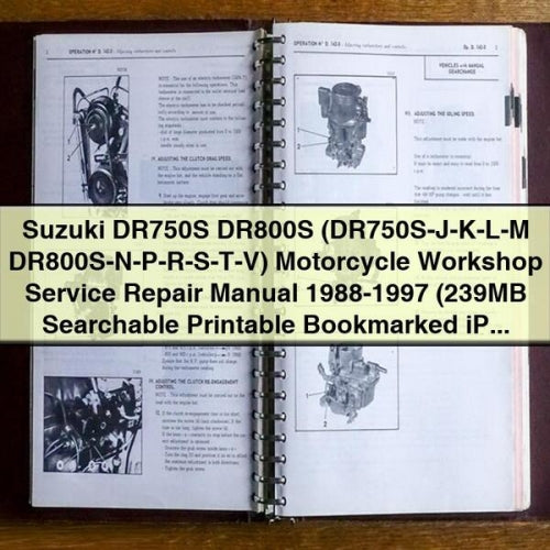 Manual de reparación y servicio de taller de motocicletas Suzuki DR750S DR800S (DR750S-JKLM DR800S-NPRSTV) 1988-1997 (239 MB, con capacidad de búsqueda, marcado como favorito, compatible con iPad)