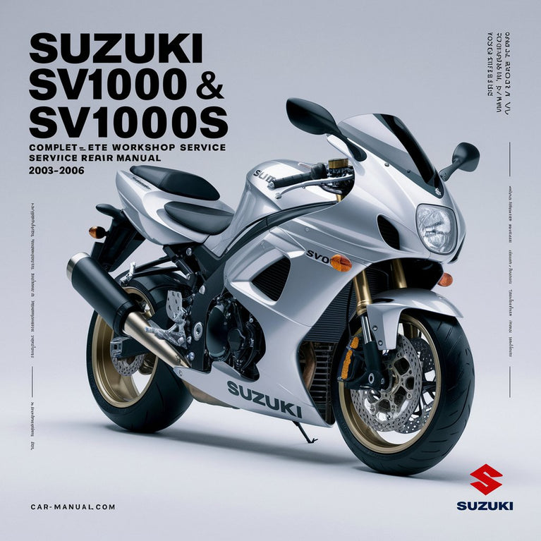 Manual completo de reparación y servicio de taller de motocicletas Suzuki SV1000 y SV1000S 2003 2004 2005 2006