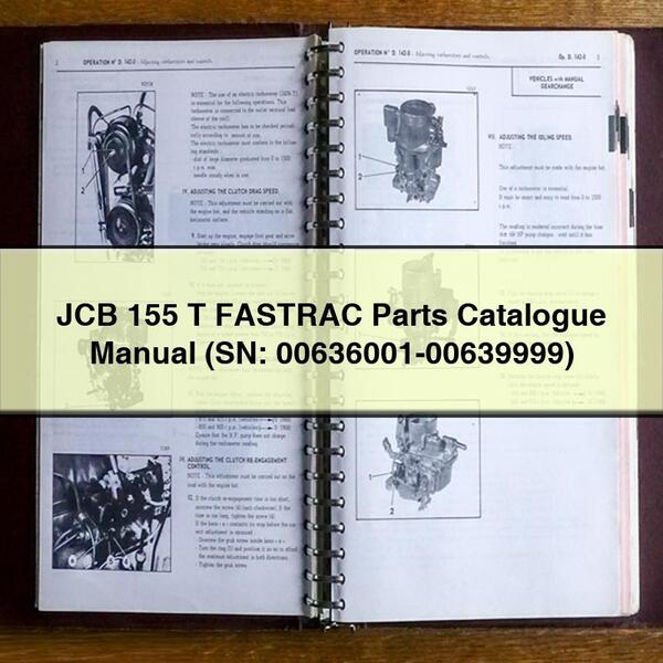 JCB 155 T FASTRAC Parts Catalogue Manual (SN 00636001-00639999)