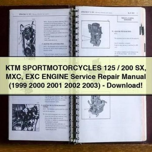 KTM SPORTMOTORCYCLES 125/200 SX MXC EXC Motor-Wartungs- und Reparaturhandbuch (1999 2000 2001 2002 2003)-PDF