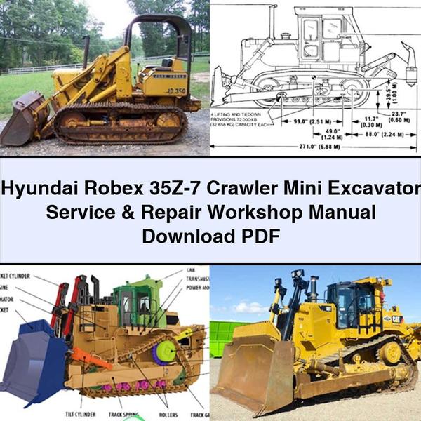 Manual de taller de servicio y reparación de miniexcavadoras sobre orugas Hyundai Robex 35Z-7