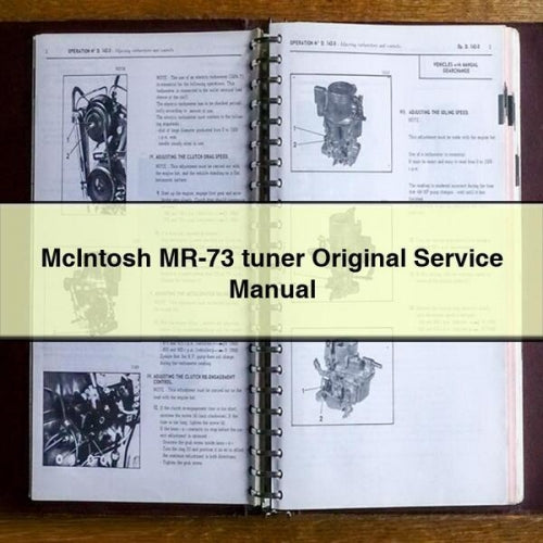 Audio Analyzers Mcintosh MR-73 Tuner Original Service Repair Workshop Manual PDF
