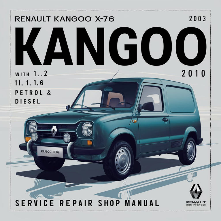 Manual de taller y servicio de Renault Kangoo X76 con motor de gasolina y diésel de 1,0, 1,2, 1,4 y 1,6 litros 2003-2010