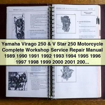 Manual completo de reparación y servicio de taller de motocicletas Yamaha Virago 250 y V Star 250 1989-