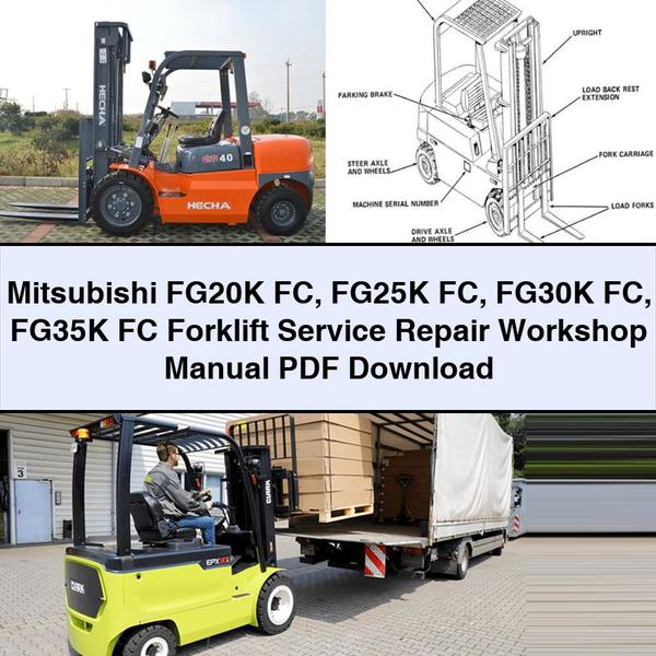 Manual de taller y reparación de montacargas Mitsubishi FG20K FC FG25K FC FG30K FC FG35K FC