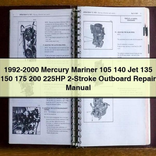 Manual de reparación de motores fueraborda de 2 tiempos Mercury Mariner 105, 140, Jet 135, 150, 175, 200 y 225 HP 1992-2000