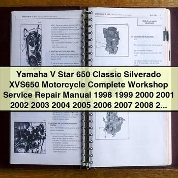 Manual completo de reparación y servicio de taller de la motocicleta Yamaha V Star 650 Classic Silverado XVS650 1998 1999 2000 2001 2002 2003 2004 2005 2006 2007 2008 2009 2010