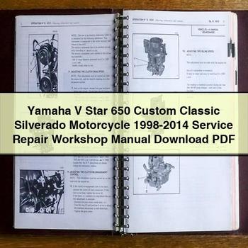 Yamaha V Star 650 Custom Classic Silverado Motorrad 1998-2014 Service-Reparatur-Werkstatthandbuch