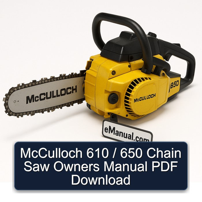 Mcculloch 610 / 650 Chain Saw Owners Owner's Manual PDF