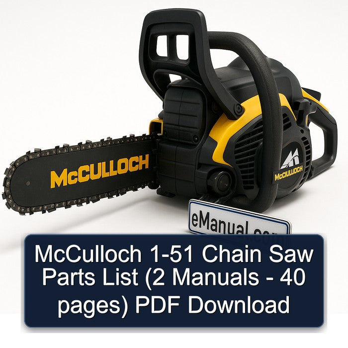 Mcculloch 1-51 Chain Saw (2 - 40 Pages) Parts Catalog PDF