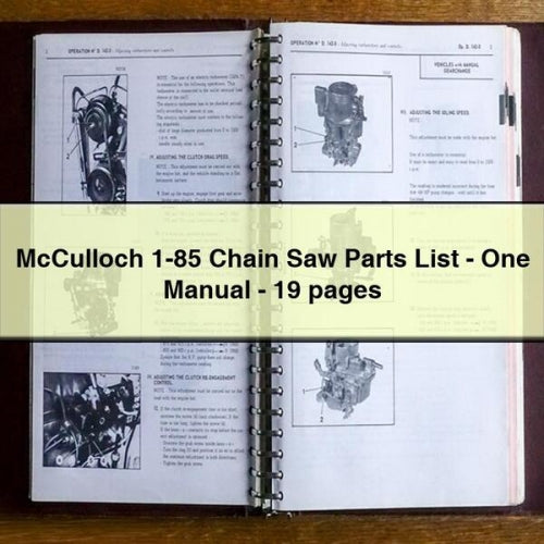 Lista de piezas de la motosierra McCulloch 1-85: un manual, 19 páginas