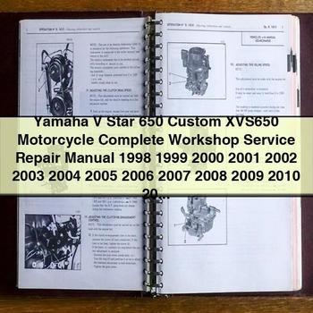 Manual completo de reparación y servicio de taller de la motocicleta Yamaha V Star 650 Custom XVS650 1998 1999 2000 2001 2002 2003 2004 2005 2006 2007 2008 2009 2010 2011