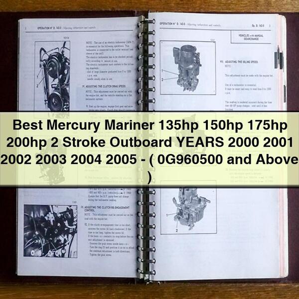 Best Mercury Mariner 135hp 150hp 175hp 200hp 2 Stroke Outboard YEARS 2000 2001 2002 2003 2004 2005-PDF  ( 0G960500 and Above )