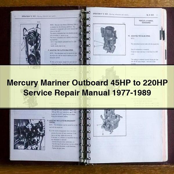 Mercury Mariner Outboard 45HP to 220HP Service Repair Manual 1977-1989