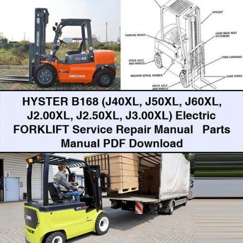 Hyster B168 (j40xl J50XL J60XL J2.00xl J2.50xl J3.00xl) Electric Forklift J40XL J3.00XL Parts Catalog PDF