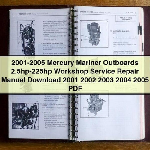 Manual de reparación y servicio de taller de motores fueraborda Mercury Mariner 2001-2005 de 2,5 hp a 225 hp 2001 2002 2003 2004 2005