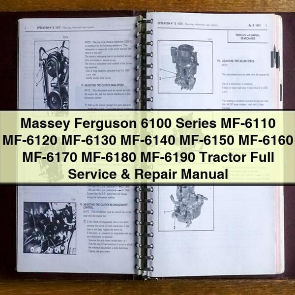 Massey Ferguson 6100 Series MF-6110 MF-6120 MF-6130 MF-6140 MF-6150 MF-6160 MF-6170 MF-6180 MF-6190 Tractor Full Service Repair Manual