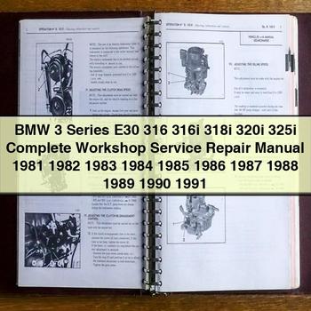 BMW Serie 3 E30 316 316i 318i 320i 325i Manual completo de reparación y servicio de taller 1981 1982 1983 1984 1985 1986 1987 1988 1989 1990 1991