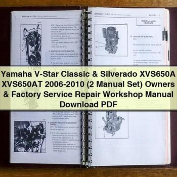 Yamaha V-Star Classic &amp; Silverado XVS650A XVS650AT 2006-2010 (2 Handbuch-Set) Besitzer &amp; Fabrik Service Reparatur Werkstatthandbuch