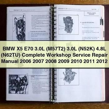 Manual de reparación y servicio de taller completo BMW X5 E70 3.0L (M57T2) 3.0L (N52K) 4.8L (N62TU) 2006 2007 2008 2009 2010 2011 2012