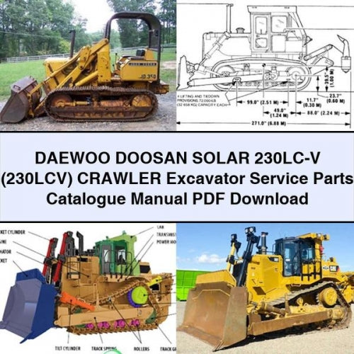 DAEWOO DOOSAN SOLAR 230LC-V (230LCV) Crawler Excavator Service Parts Catalogue Manual