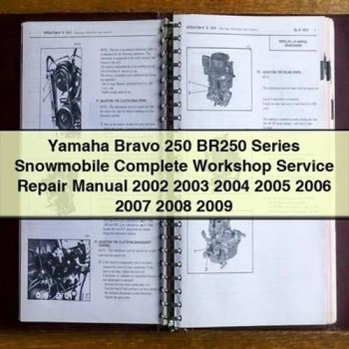 Manual completo de reparación y servicio de taller de motos de nieve Yamaha Bravo 250 BR250 Series 2002 2003 2004 2005 2006 2007 2008 2009