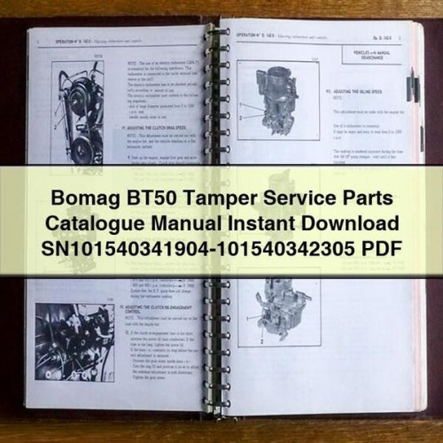 Bomag BT50 Tamper Sn101540341904-101540342305 Parts Catalog PDF