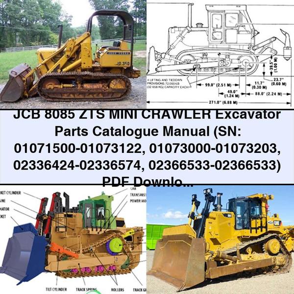 JCB 8085 ZTS Mini Crawler Excavator (sn: 01071500-01073122, 01073000-01073203, 02336424-02336574, 02366533-02366533) Parts Catalog PDF