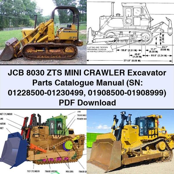 JCB 8030 ZTS Mini Crawler Excavator (sn: 01228500-01230499 01908500-01908999) Parts Catalog PDF