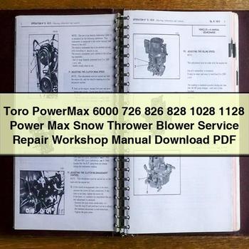 Toro Powermax 6000 726 826 828 1028 1128 Power Max Snow Thrower Blower Service Repair Workshop Manual PDF