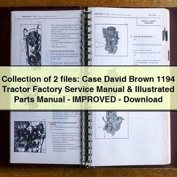 Collection of 2 files Case David Brown 1194 Tractor Factory Service Manual Illustrated Parts Manual - Improved - Download PDF