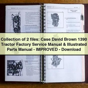 Collection of 2 files Case David Brown 1390 Tractor Factory Service Manual Illustrated Parts Manual - Improved - Download PDF