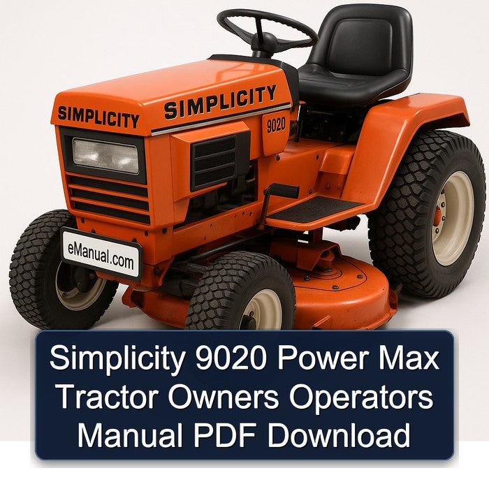 Simplicity 9020 Power Max Tractor Owners Operators Manual