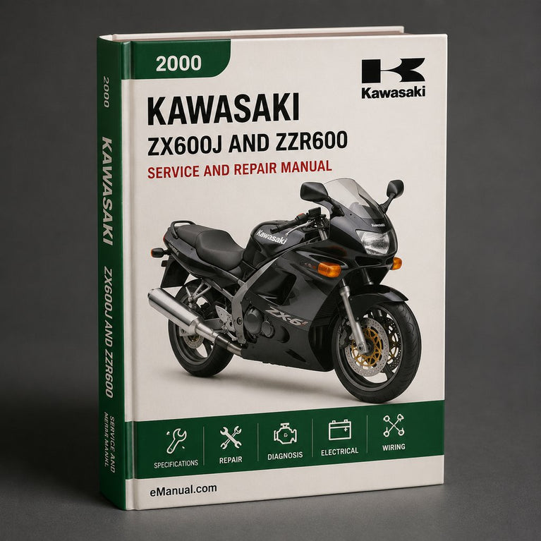 Kawasaki 2000-2002 ZX600J and 2005-2008 ZZR600 Service Repair Factory Manual (2000 2001 2002 2005 2006 2007 2008)