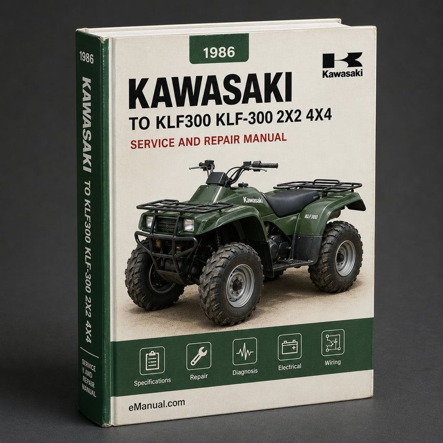 1986 to 2006 Kawasaki KLF300 KLF-300 2X2 4X4 Service Repair Manual