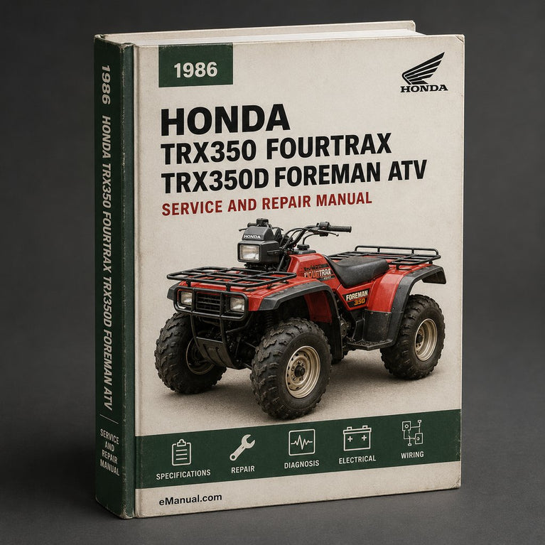 1986-1989 Honda TRX350 Fourtrax TRX350D Foreman ATV Service Repair Workshop Manual (1986 1987 1988 1989)
