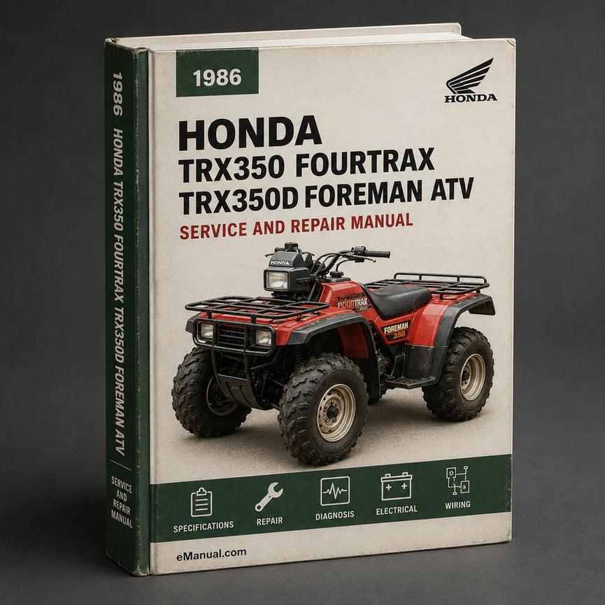 1986-1989 Honda TRX350 Fourtrax TRX350D Foreman ATV Service Repair Workshop Manual (1986 1987 1988 1989)