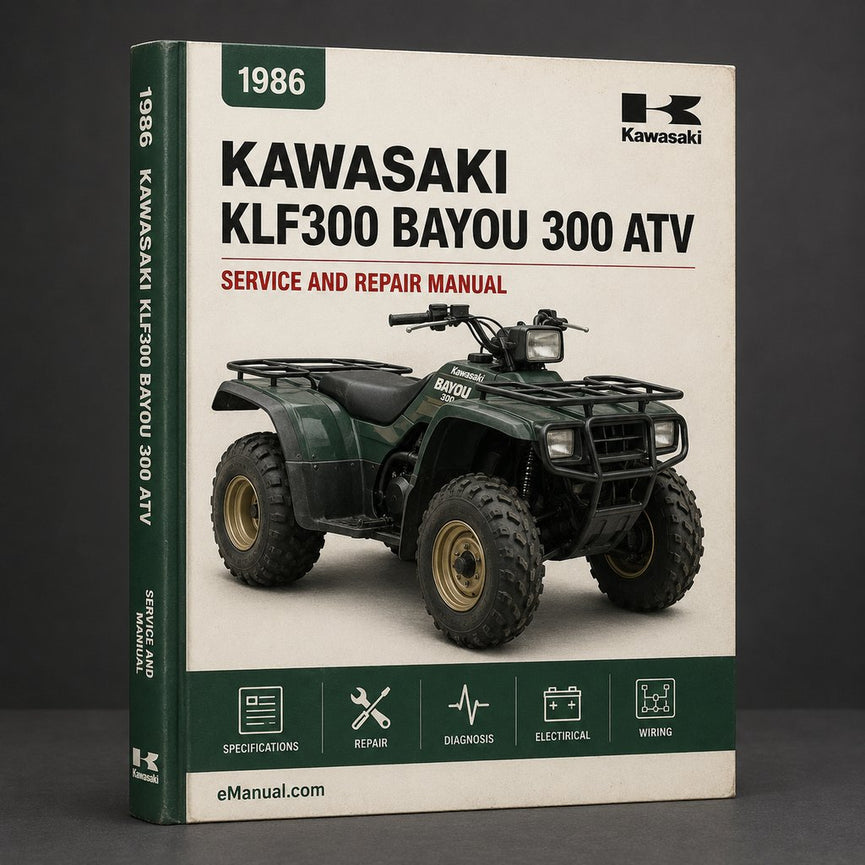 1986-2006 Kawasaki KLF300 Bayou 300 ATV Service Repair Manual (Complete Fsm )