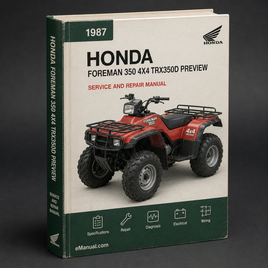 1987-1989 Foreman 350 4x4 TRX350D Service Repair Manual (PDF Preview Highly Detailed FSM)