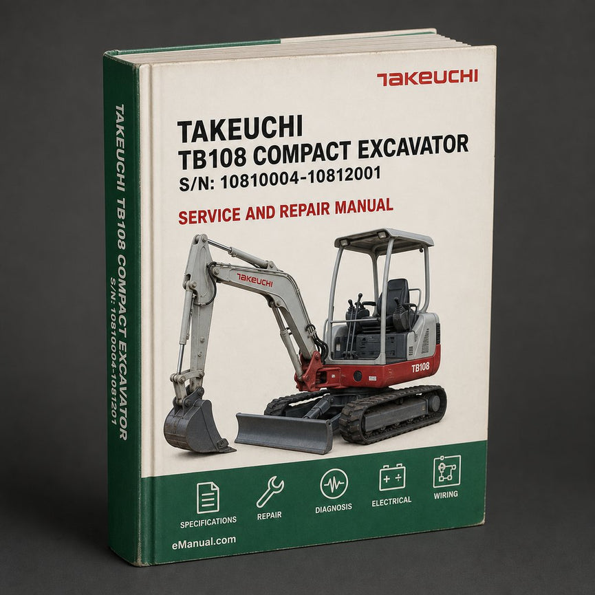 Takeuchi TB108 Compact Excavator Parts Manual Download (S/N: 10810004-10812001) PDF