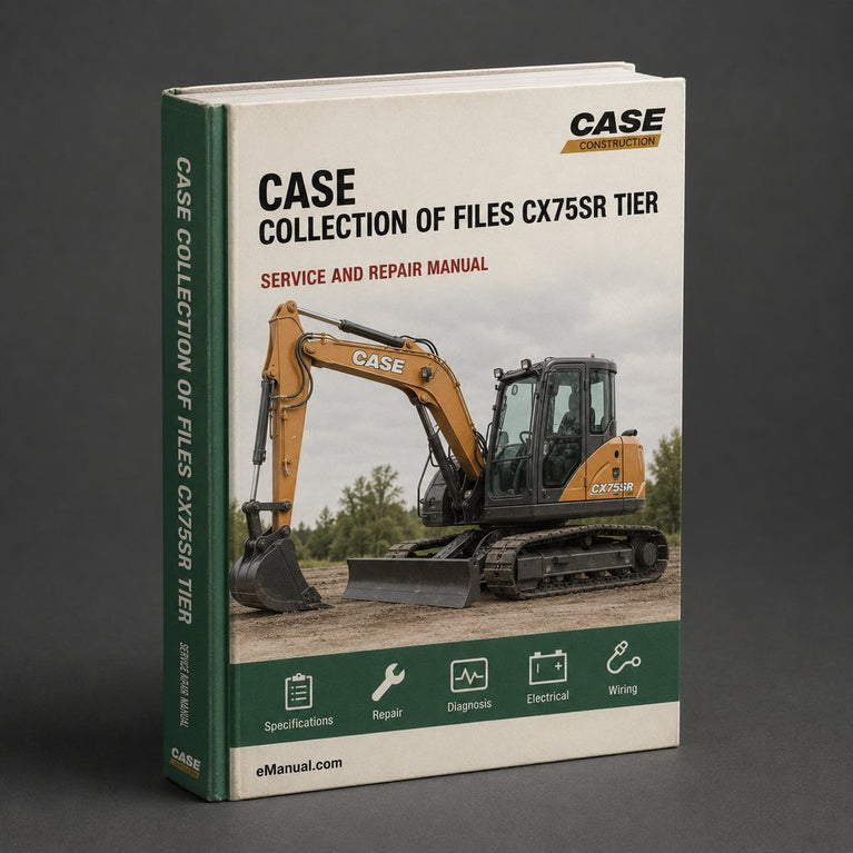 Collection of 2 files - Case CX75SR Tier 3 Crawler Excavator Factory Repair Service Manual & Operators Manual - Improved - Download PDF