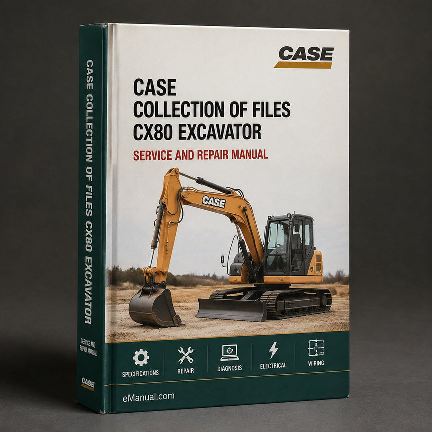 Collection of 2 files - Case CX80 Excavator Factory Repair Service Manual & Operators Manual - Improved - Download PDF
